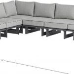 Maldives 129.5" Water Resistant Fabric Upholstered Outdoor Patio 6pc. Modular Sectional