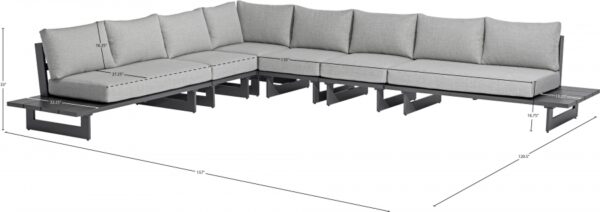 Maldives 129.5" Water Resistant Fabric Upholstered Outdoor Patio 6pc. Modular Sectional