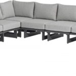 Maldives 129.5" Water Resistant Fabric Upholstered Outdoor Patio 6pc. Modular Sectional
