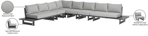 Maldives 129.5" Water Resistant Fabric Upholstered Outdoor Patio 6pc. Modular Sectional