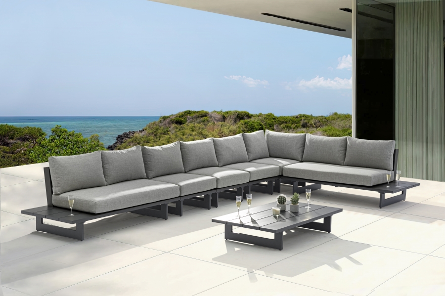 Maldives 102" Water Resistant Fabric Upholstered Outdoor Patio 6pc. Modular Sectional