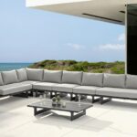 Maldives 184.5" Water Resistant Fabric Upholstered Outdoor Patio 6pc. Modular Sectional