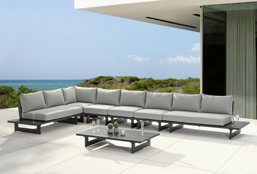 Maldives 184.5" Water Resistant Fabric Upholstered Outdoor Patio 6pc. Modular Sectional