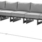Maldives 184.5" Water Resistant Fabric Upholstered Outdoor Patio 6pc. Modular Sectional