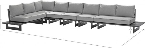 Maldives 184.5" Water Resistant Fabric Upholstered Outdoor Patio 6pc. Modular Sectional