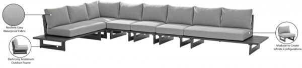 Maldives 184.5" Water Resistant Fabric Upholstered Outdoor Patio 6pc. Modular Sectional