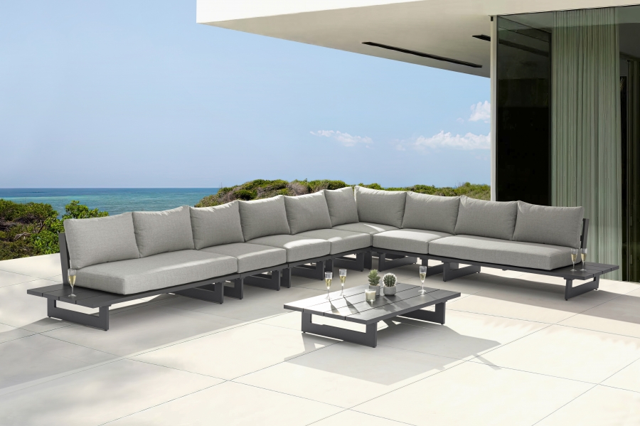 Maldives 129.5" Water Resistant Fabric Upholstered Outdoor Patio 7pc. Modular Sectional
