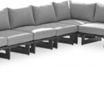 Maldives 129.5" Water Resistant Fabric Upholstered Outdoor Patio 7pc. Modular Sectional