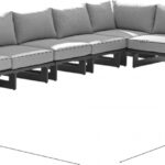 Maldives 129.5" Water Resistant Fabric Upholstered Outdoor Patio 7pc. Modular Sectional