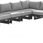 Maldives 129.5" Water Resistant Fabric Upholstered Outdoor Patio 7pc. Modular Sectional