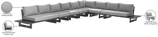 Maldives 129.5" Water Resistant Fabric Upholstered Outdoor Patio 7pc. Modular Sectional