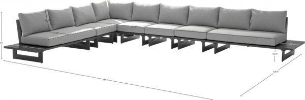 Maldives 184.5" Water Resistant Fabric Upholstered Outdoor Patio 7pc. Modular Sectional