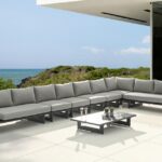 Maldives 212" Water Resistant Fabric Upholstered Outdoor Patio 7pc. Modular Sectional