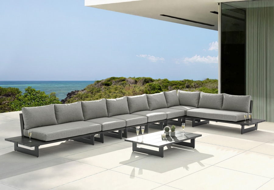 Maldives 212" Water Resistant Fabric Upholstered Outdoor Patio 7pc. Modular Sectional