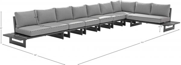 Maldives 212" Water Resistant Fabric Upholstered Outdoor Patio 7pc. Modular Sectional