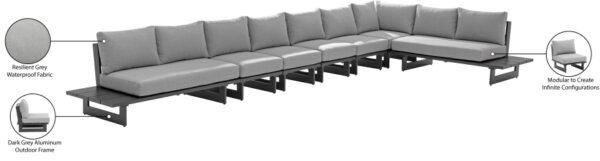 Maldives 212" Water Resistant Fabric Upholstered Outdoor Patio 7pc. Modular Sectional