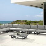 Maldives 212" Water Resistant Fabric Upholstered Outdoor Patio 7pc. Modular Sectional