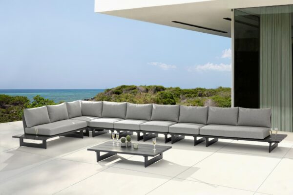 Maldives 212" Water Resistant Fabric Upholstered Outdoor Patio 7pc. Modular Sectional