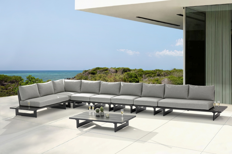 Maldives 212" Water Resistant Fabric Upholstered Outdoor Patio 7pc. Modular Sectional