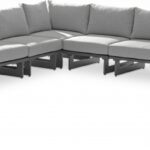 Maldives 157" Water Resistant Fabric Upholstered Outdoor Patio 7pc. Modular Sectional