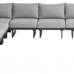 Maldives 157" Water Resistant Fabric Upholstered Outdoor Patio 7pc. Modular Sectional