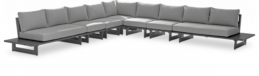 Maldives 157" Water Resistant Fabric Upholstered Outdoor Patio 7pc. Modular Sectional