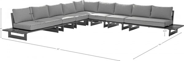 Maldives 157" Water Resistant Fabric Upholstered Outdoor Patio 7pc. Modular Sectional