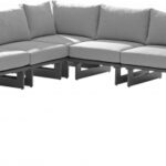 Maldives 157" Water Resistant Fabric Upholstered Outdoor Patio 7pc. Modular Sectional