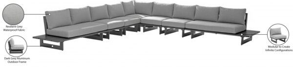 Maldives 157" Water Resistant Fabric Upholstered Outdoor Patio 7pc. Modular Sectional