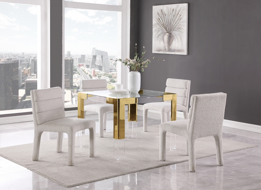 Casper 38" GlassTop, Acrylic And Steel Base Dining Table