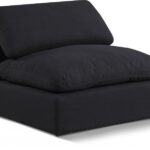 Comfy Linen Textured Fabric Upholstered Armless Modular Chair