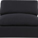 Comfy Linen Textured Fabric Upholstered Armless Modular Chair