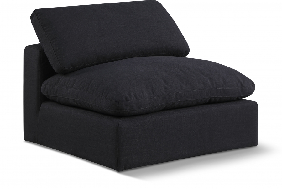 Comfy Linen Textured Fabric Upholstered Armless Modular Chair