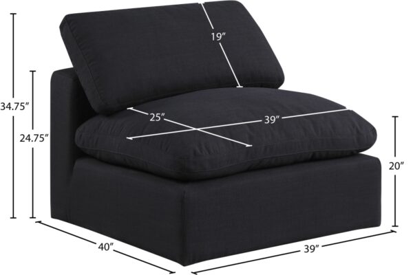 Comfy Linen Textured Fabric Upholstered Armless Modular Chair