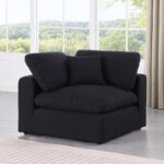 Comfy Linen Textured Fabric Upholstered Corner Modular Chair