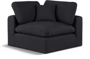 Comfy Linen Textured Fabric Upholstered Corner Modular Chair