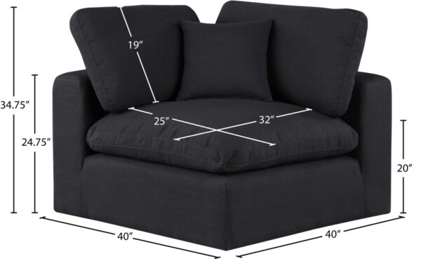 Comfy Linen Textured Fabric Upholstered Corner Modular Chair