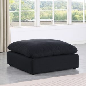 Comfy Linen Textured Fabric Upholstered Modular Ottoman