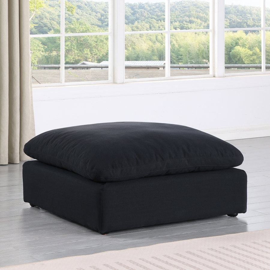 Comfy Linen Textured Fabric Upholstered Modular Ottoman