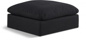 Comfy Linen Textured Fabric Upholstered Modular Ottoman