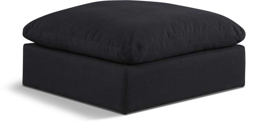 Comfy Linen Textured Fabric Upholstered Modular Ottoman