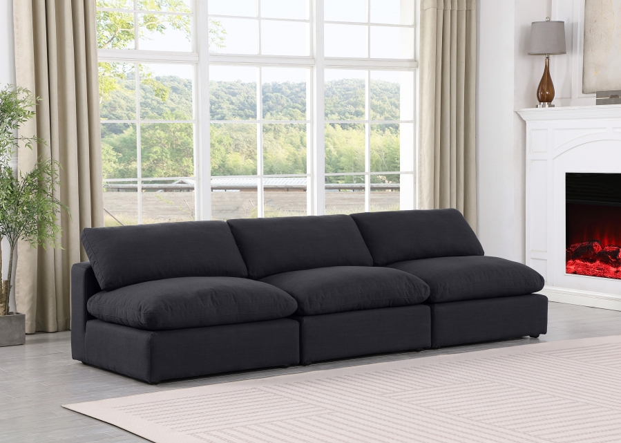 Comfy 117" Linen Textured Fabric Upholstered 3pc. Armless Modular Sofa