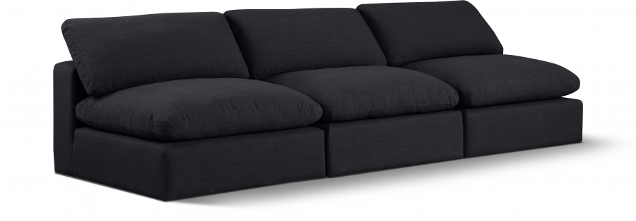 Comfy 117" Linen Textured Fabric Upholstered 3pc. Armless Modular Sofa