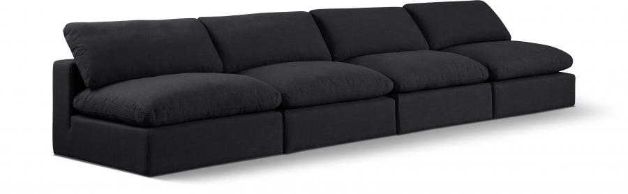 Comfy 156" Linen Textured Fabric Upholstered 4pc. Armless Modular Sofa