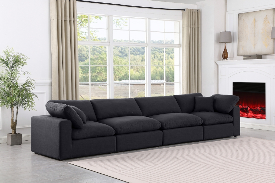 Comfy 158" Linen Textured Fabric Upholstered 4pc. Modular Sofa