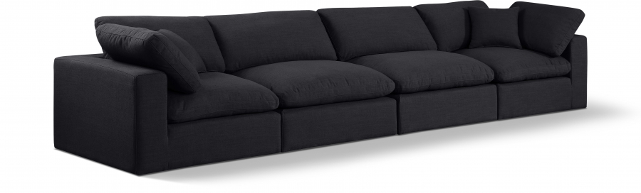Comfy 158" Linen Textured Fabric Upholstered 4pc. Modular Sofa