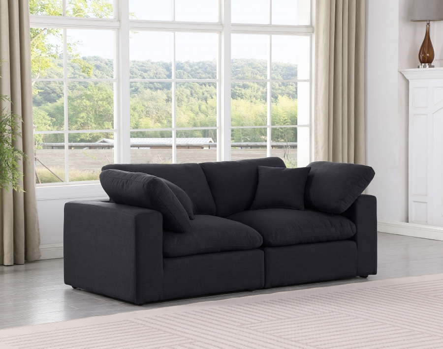 Comfy 80" Linen Textured Fabric Upholstered 2pc. Modular Loveseat