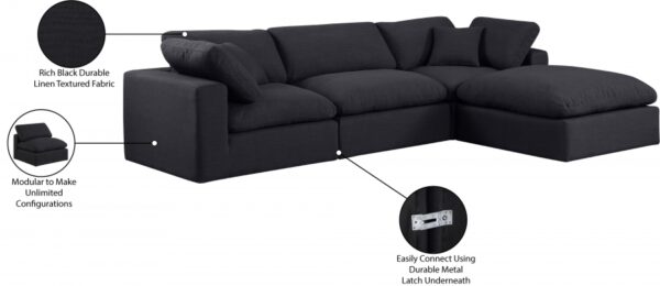 Comfy 119" Linen Textured Fabric Upholstered 4pc. Modular Sectional