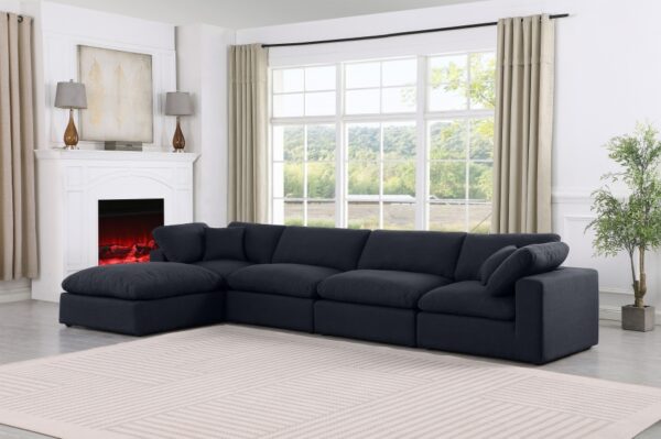 Comfy 158" Linen Textured Fabric Upholstered 5pc. Modular Sectional