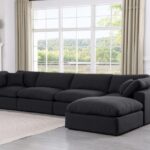 Comfy 158" Linen Textured Fabric Upholstered 5pc. Modular Sectional